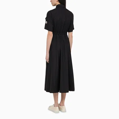 Shop Moncler Black Nylon Midi Chemisier Dress Women