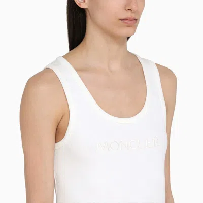 Shop Moncler White Cotton Tank Top With Logo Women