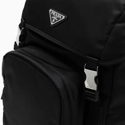 Shop Prada Black Nylon Backpack With Snap Closure Men