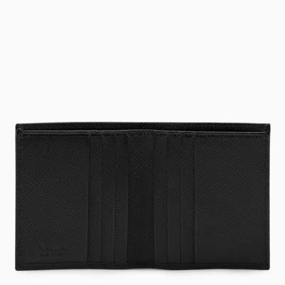 Shop Prada Black Saffiano Wallet With Plaque Men