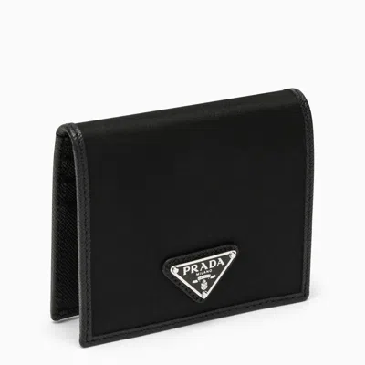 Shop Prada Black Wallet In Nylon E Saffiano Men