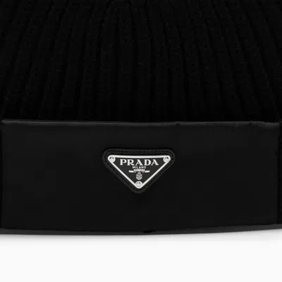Shop Prada Re-nylon Gabardine/ Wool Cap Men In Black