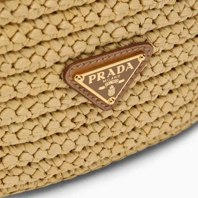 Shop Prada Small Raffia Bucket With Logo Women In Cream