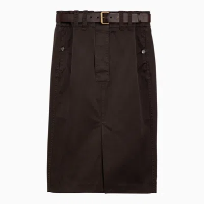 Shop Saint Laurent Brown Cotton Skirt With Belt Women