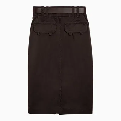 Shop Saint Laurent Brown Cotton Skirt With Belt Women