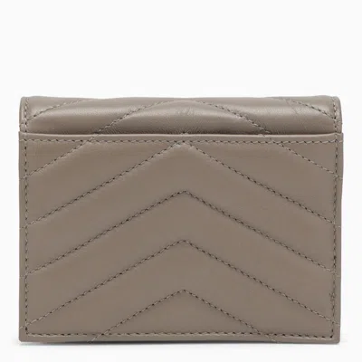 Shop Saint Laurent Cassandre Grey Leather Flap Card Case Women In Gray