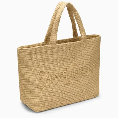 Shop Saint Laurent Raffia Tote Bag With Logo Women In Pink