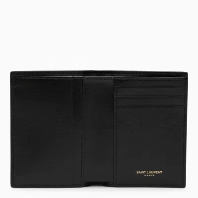 Shop Saint Laurent Tiny Cassandre Black Leather Card Case Men