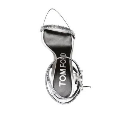 Shop Tom Ford Women Padlock 85mm Sandals In Silver