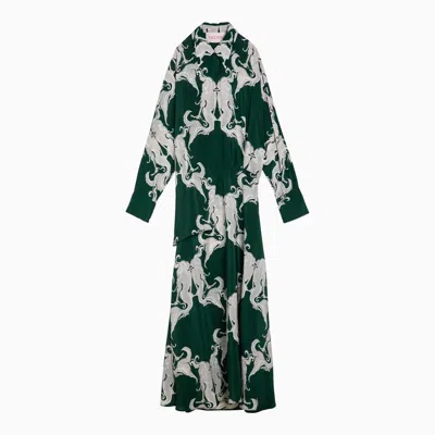 Shop Valentino Chemisier Dress With Ivy Green Silk Print Women In Multicolor