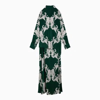 Shop Valentino Chemisier Dress With Ivy Green Silk Print Women In Multicolor