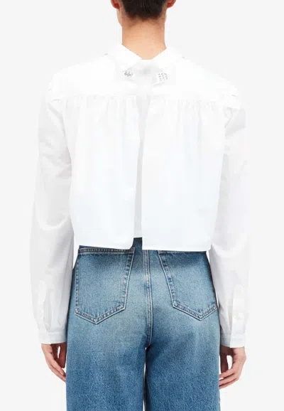 Shop Mm6 Maison Margiela Back Slit Cropped Shirt In White
