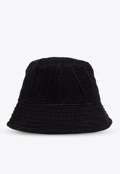 Shop Jacquemus Belo Knitted Bucket Hat In Black