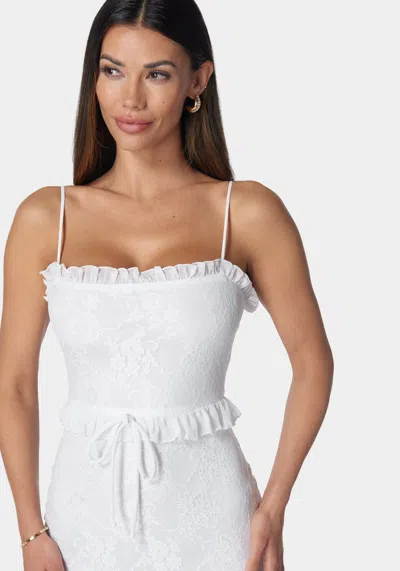 Shop Bebe Smock Ruffle Maxi Dress In White