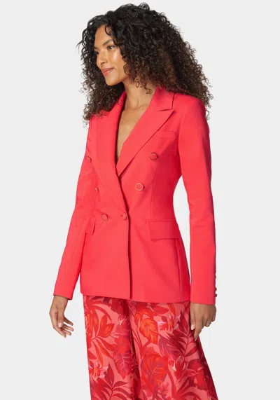 Bebe Double Breasted Strong Shoulder Jacket In Hibiscus