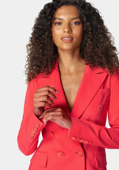 Bebe Double Breasted Strong Shoulder Jacket In Hibiscus