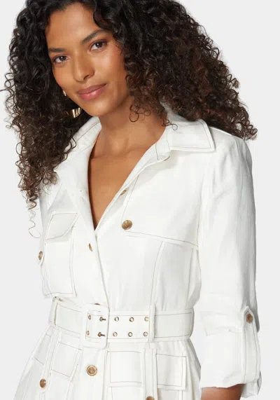 Bebe Safari Tailored Jacket In White Alyssum