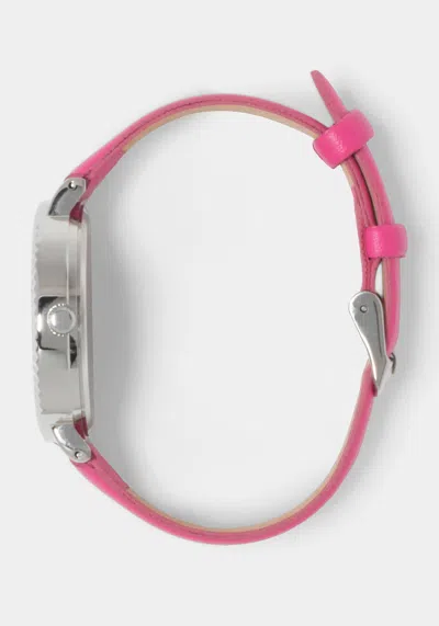 Bebe Magenta Strap Watch With Crystal Bezel In Magenta