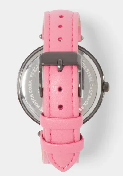 Bebe Hot Pink Strap Watch With Crystal Bezel In Hot Pink