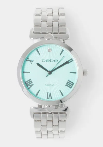 Shop Bebe Silver Link Round Bracelet Diamond Dial Watch