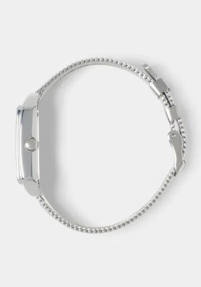 Bebe Silver Mesh Strap Rectangle Diamond Dial Watch In Silver