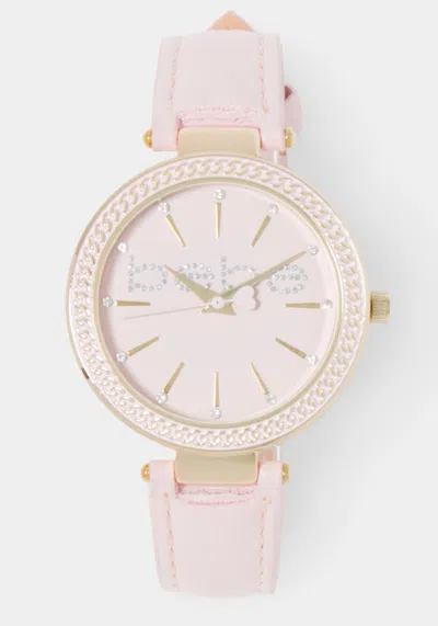 Bebe Baby Pink Strap Watch With Crystal Bezel In Baby Pink