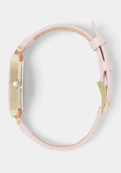 Bebe Baby Pink Strap Watch With Crystal Bezel In Baby Pink