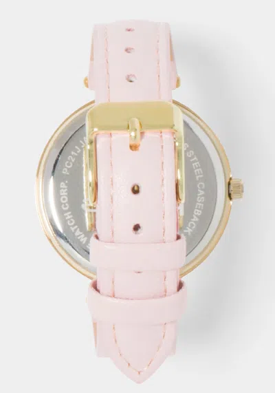 Bebe Baby Pink Strap Watch With Crystal Bezel In Baby Pink