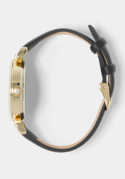 Bebe Black Strap Diamond Dial Watch In Black,gold
