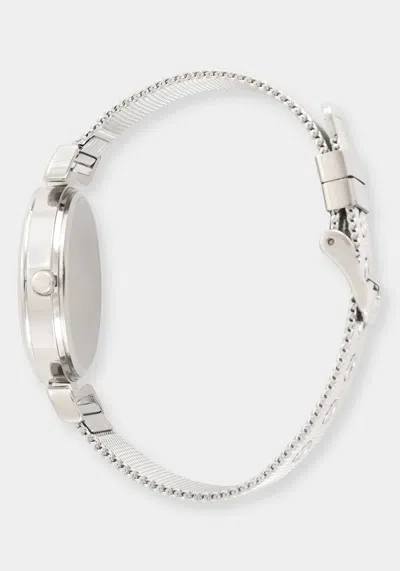 Bebe Silver Mesh Strap Round Diamond Dial Watch In Silver