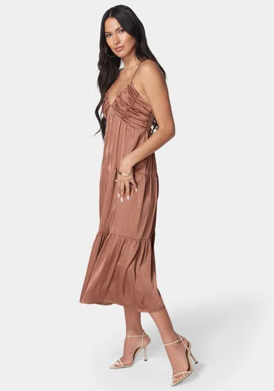 Shop Bebe Tiered Maxi Sundress In Terracotta