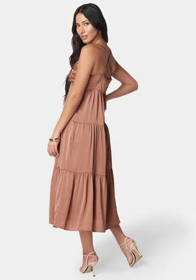 Shop Bebe Tiered Maxi Sundress In Terracotta