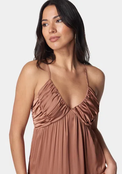 Shop Bebe Tiered Maxi Sundress In Terracotta