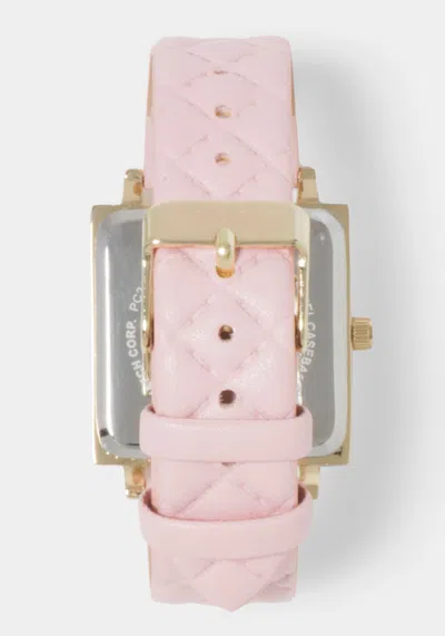 Shop Bebe Baby Pink Quilted Strap Watch With Crystal Bezel