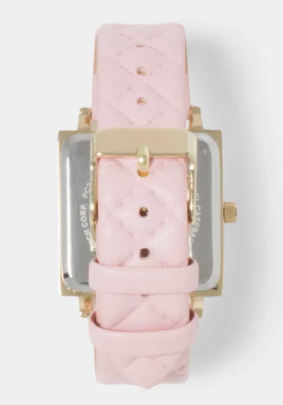 Bebe Baby Pink Quilted Strap Watch With Crystal Bezel In Baby Pink