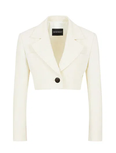 Shop Emporio Armani Jackets In Bianco Seta