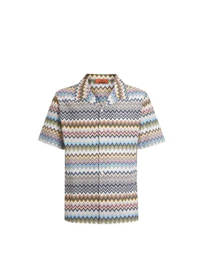 Shop Missoni Men`s Short-sleeved Shirt In Multicolour