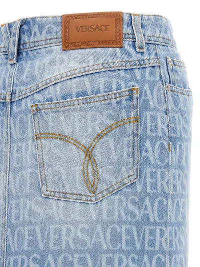 Shop Versace ' Allover' Skirt In Blue