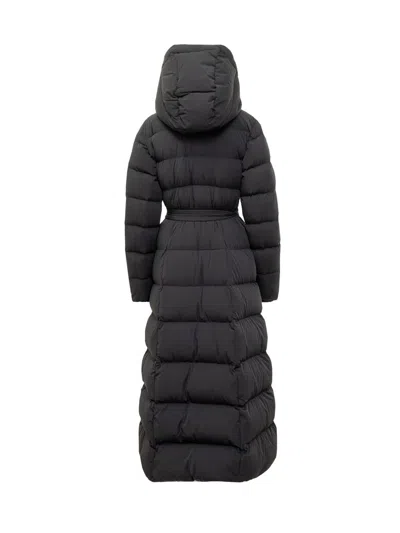 Shop Mackage Long Down Jacket With Logo In Black