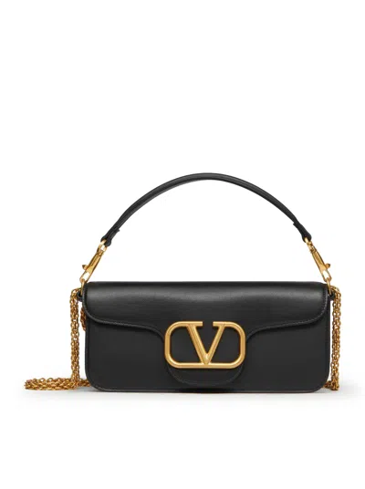 Shop Valentino Locò Shoulder Bag In Calfskin In Black