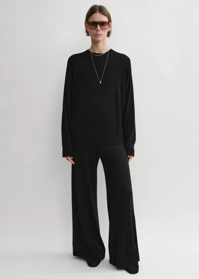 Shop Totême Crew-neck Silk Cashmere Knit Black