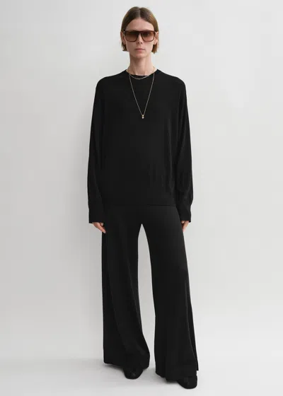 Totême Crew-neck Silk Cashmere Knit Black In Black