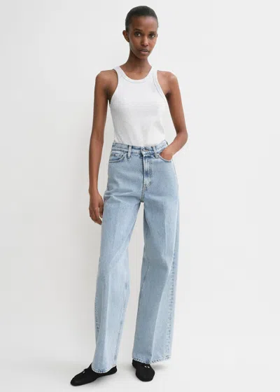 Totême Toteme Woman Jeans Blue Size 28w-30l Organic Cotton In Pale Grey Mélange