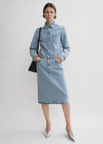 Shop Totême Denim Midi Skirt Cool Blue