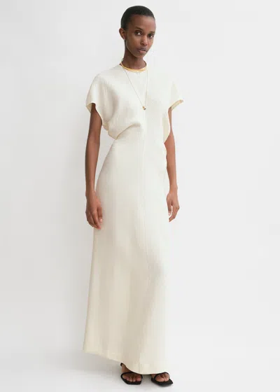 Totême Womens Cream Cap-sleeves Ribbed Woven Maxi Dress In Beige