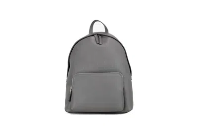 Shop Burberry Abbeydale Branded Charcoal Grey Pebbled Leather Backpack Bookbag