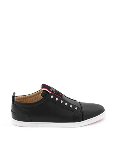 Shop Christian Louboutin Sleek Black Leather Sneakers
