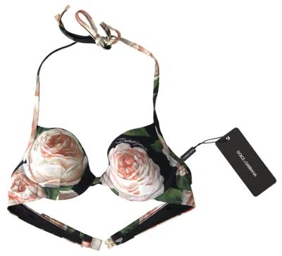 Shop Dolce & Gabbana Floral Elegance Elastic Bikini Top In Multicolor