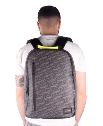 Shop Plein Sport Sleek Black Eco-leather Backpack With Logo Print