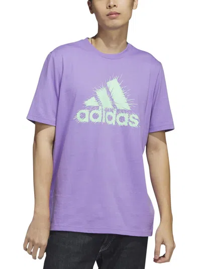Shop Adidas Originals Mens Crewneck Logo T-shirt In Purple